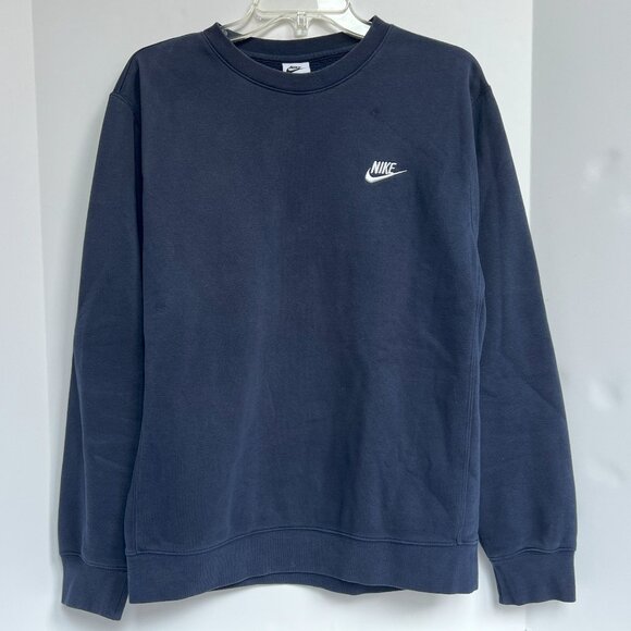 NIKE Club Fleece Sweatshirt Men's Size Small NAVY Crew Neck Athletic EUC BV2662 - Picture 1 of 8